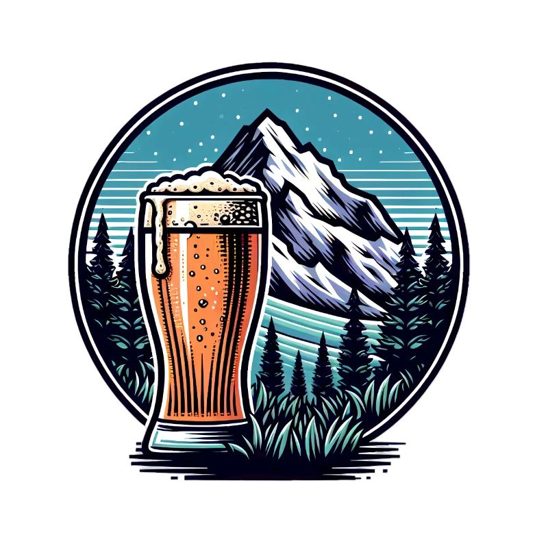 Bergblick mit Bierglas