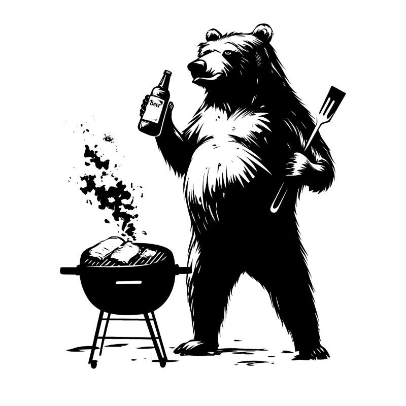 Bear Grill BBQ BBQ Beer Dad Summer Gift