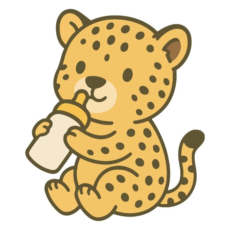 Bébé guépard avec biberon