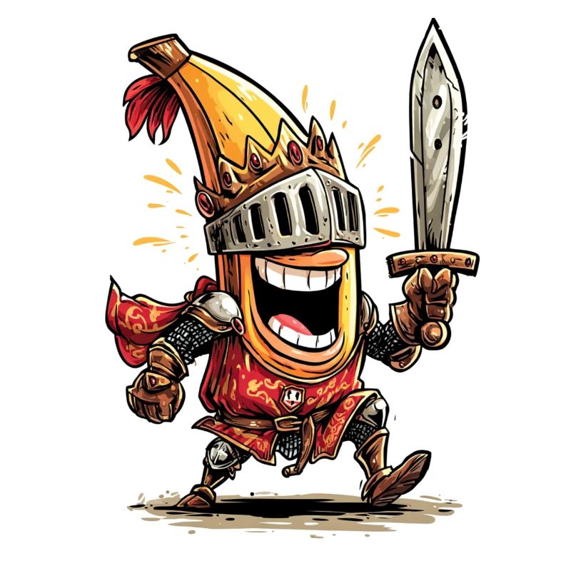 Comic Ritter mit Schwert und Helm
