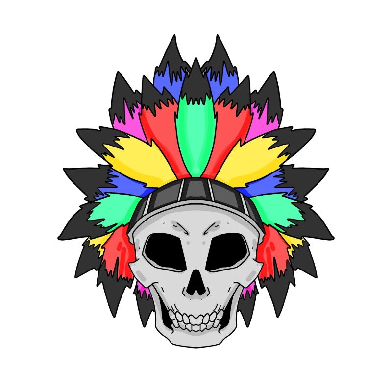 Coloured skull with feather crown