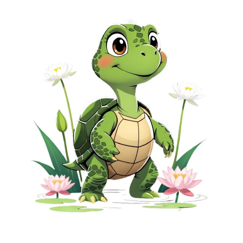 Charming turtle design with flowers