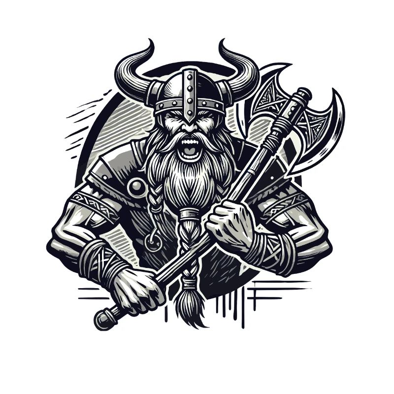 Krieger mit Axt und Hornhelm