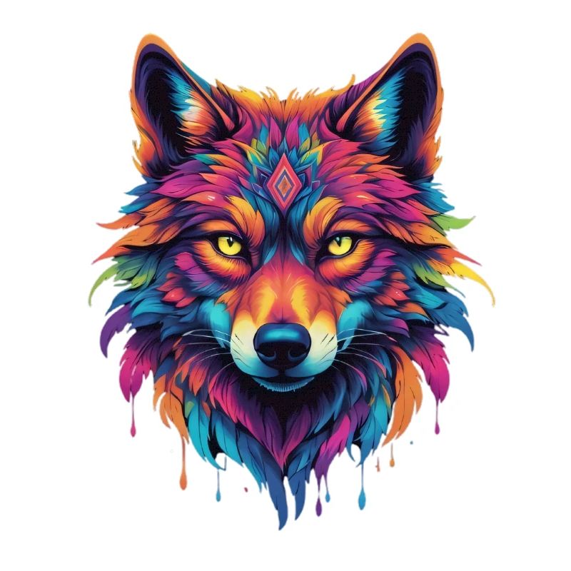 Bunter Wolf Kopf