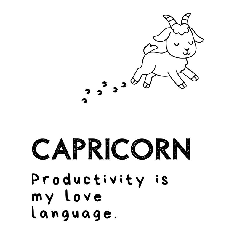 Dessin animé mignon Capricorne - Chèvre surmenée