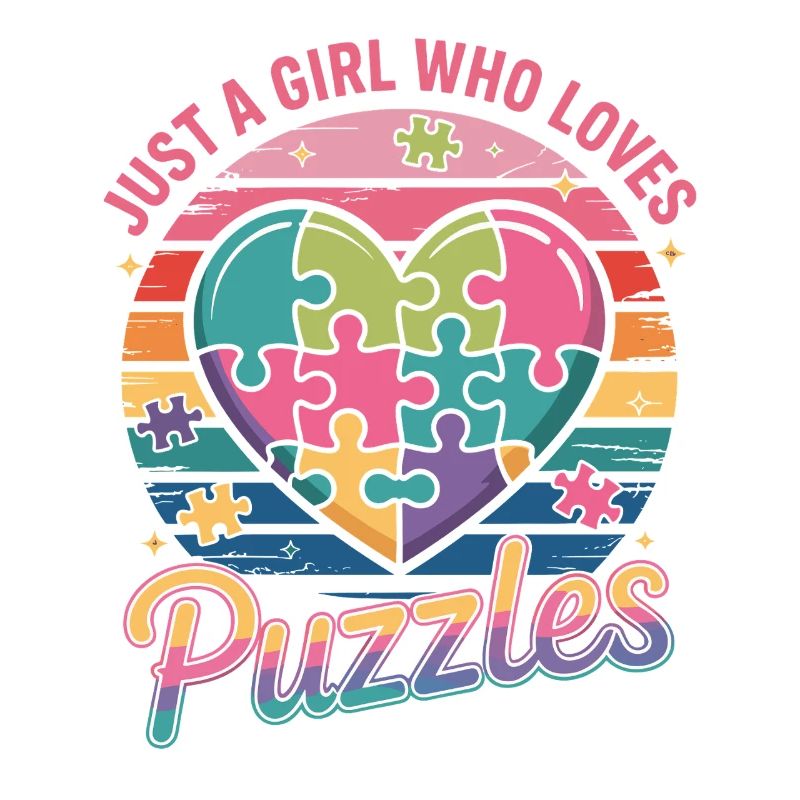 Mädchen liebt Puzzles Herz Regenbogen