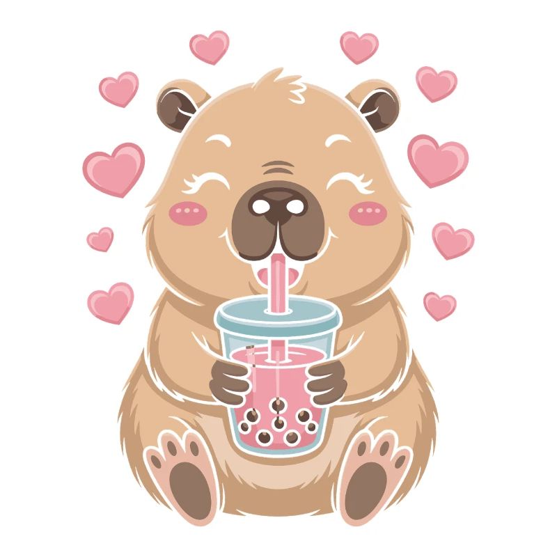 Kawaii Bubble Tee Capybara Boba Tee