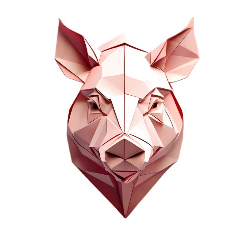 Low Poly Tête de Cochon Rose