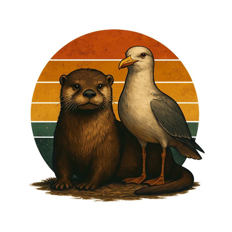 Otter Möwe Retro Tierfreunde