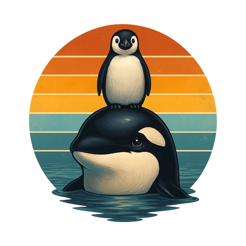 Orca Pinguin Retro Tierfreunde