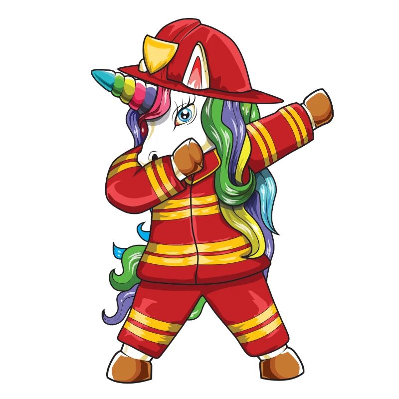 Dabbing Unicorn Firefighter Dad First Responder Gi