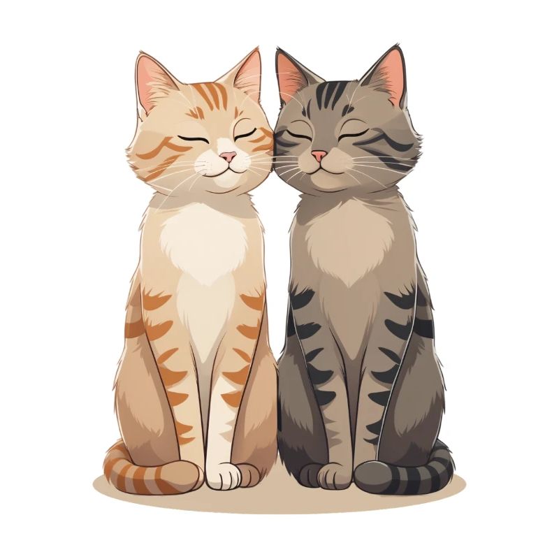 Zwei glückliche Katzenfreunde