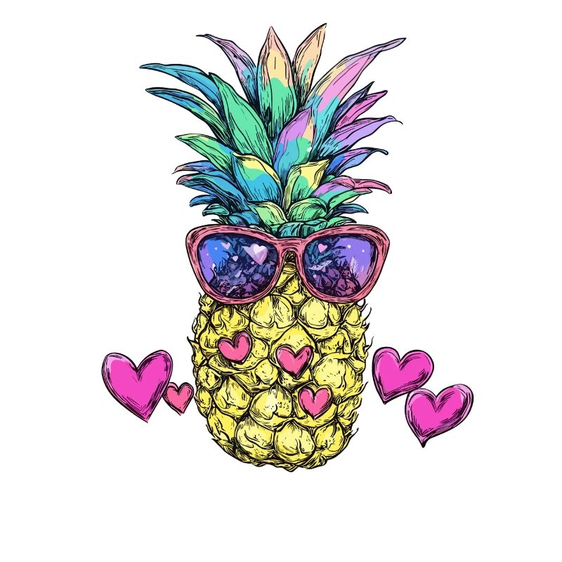 Bunte Ananas mit Sonnenbrille