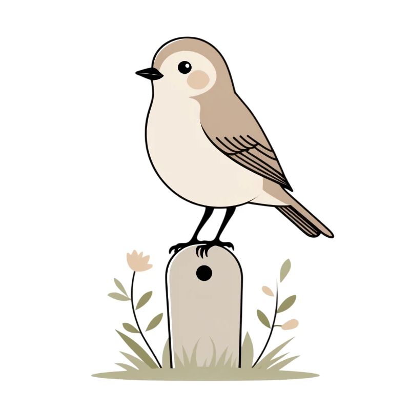 Vogelgarten Illustration mit Blüten