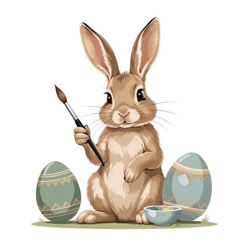 Lapin de Pâques avec une brosse