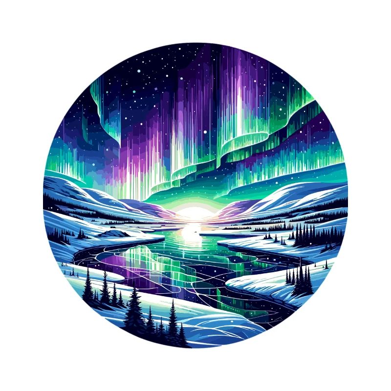 Nordlichtlandschaft am Eisfluss