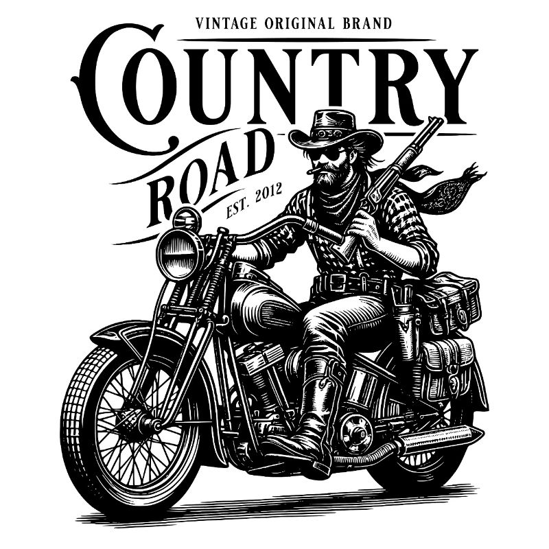 Cowboy-Biker auf Oldtimer-Motorrad