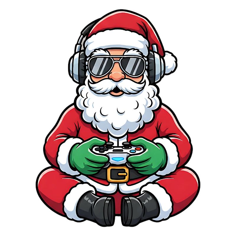 Gamer Weihnachtsmann Spielt Videospiel-Controller