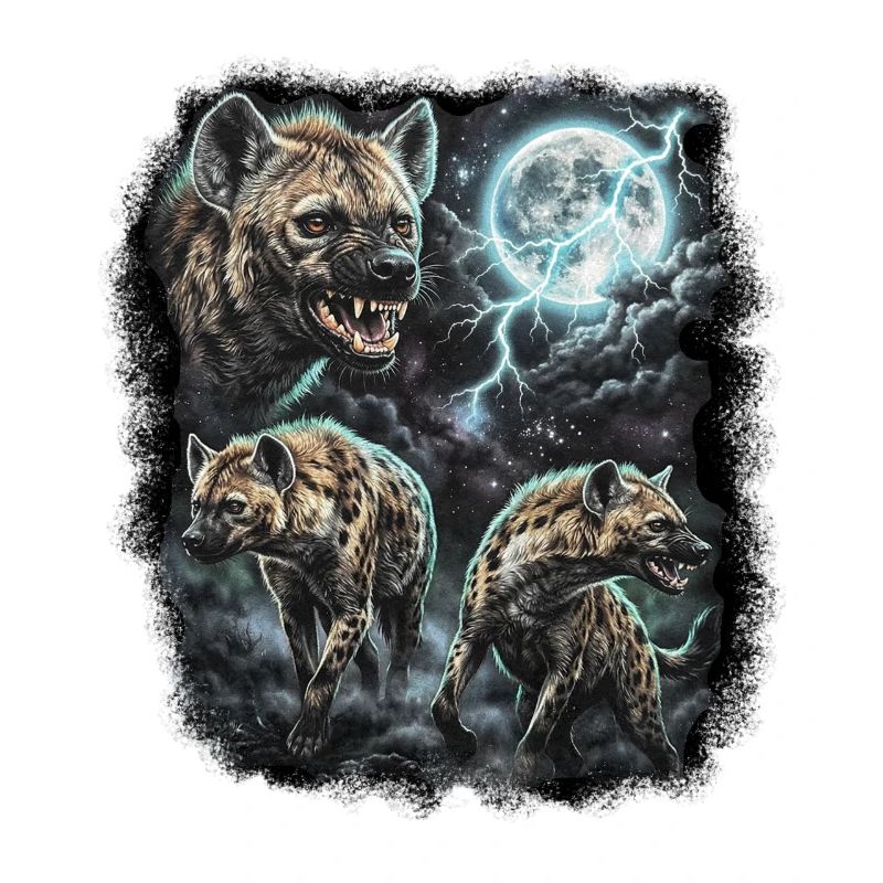 DREI Wilde Hyäne mit Mond Wildlife-Designs