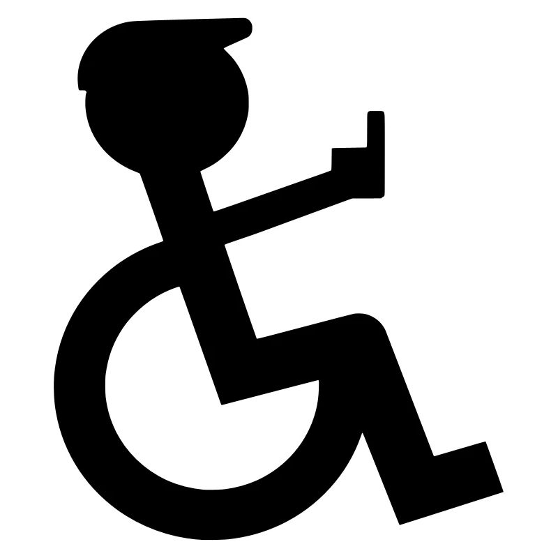Rollstuhlfahrer zeigt Mittelfinger #