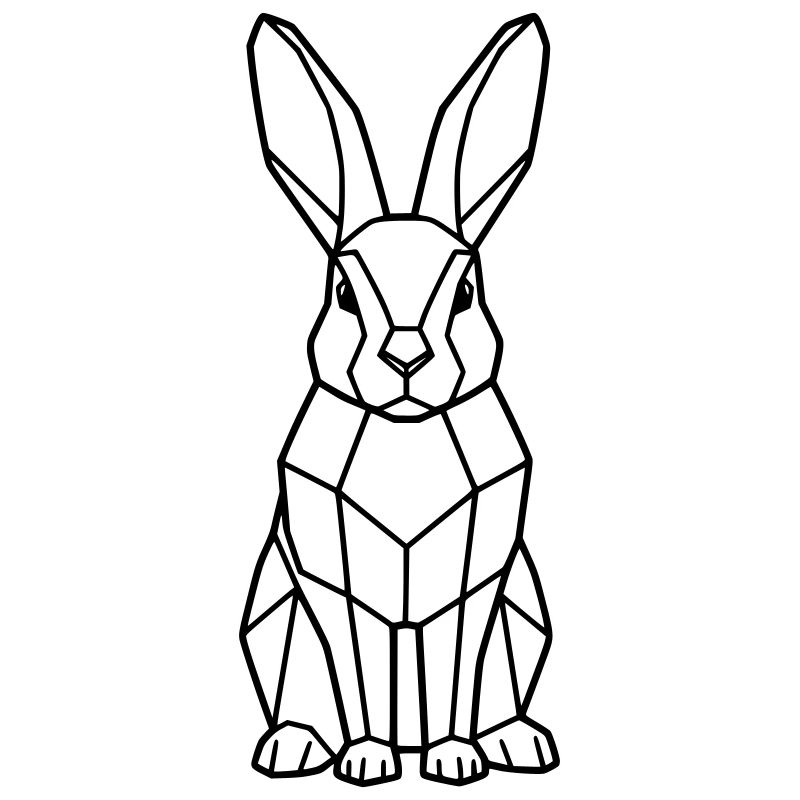 Geometrischer Hase Low Poly Outline