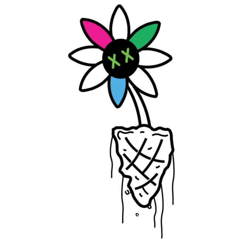 Lebendige Blume Schädel Illustration