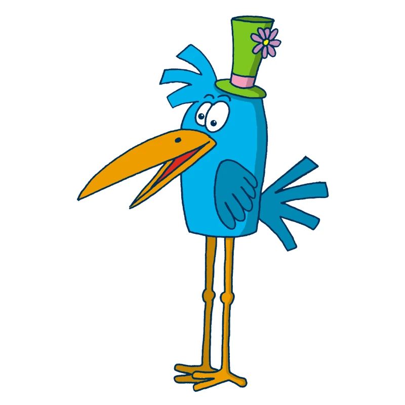 Blauer Vogel und sein Hut