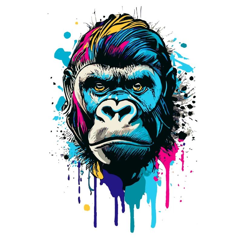 Gorilla Farbenfroh - Bunter Gorilla Affe Gorillas