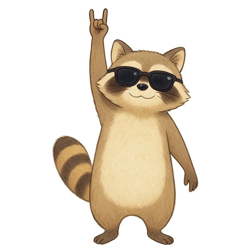 Retro Waschbär Rocker