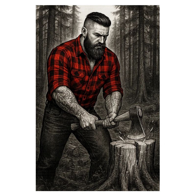Bûcheron en forêt