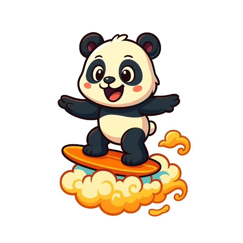 Panda Surfer dessin animé Design