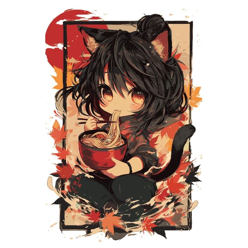 Katzenmädchen Ramen Herbst