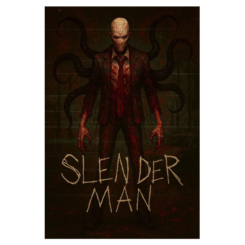 Slender Man Forest Horror Glitch Poster Tee Design