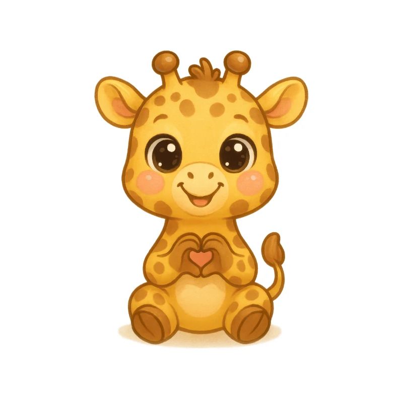 Süße Giraffe mit Herzhänden