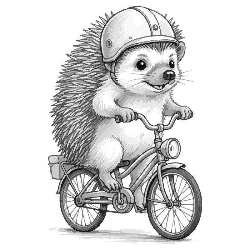 Cavalier hérisson sur un vélo vintage