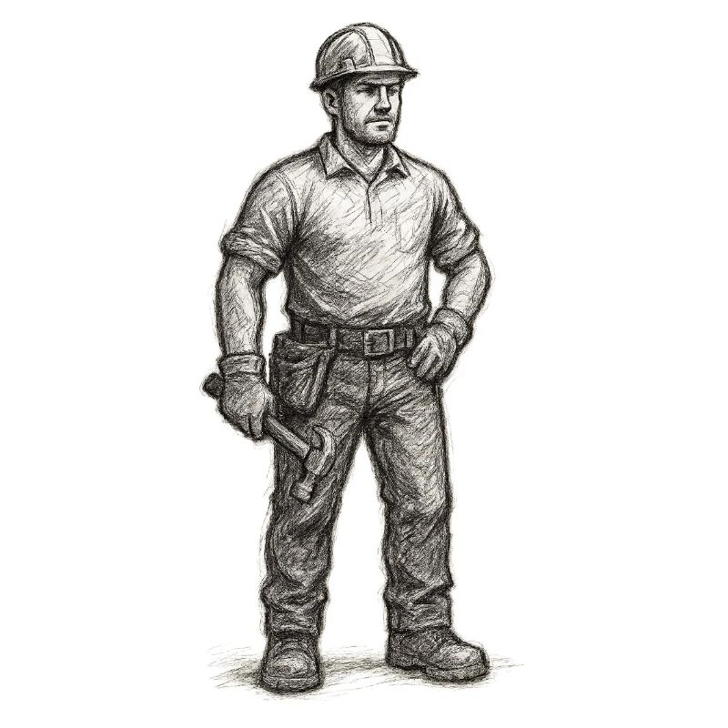 Rough sketch of construction worker with hammer