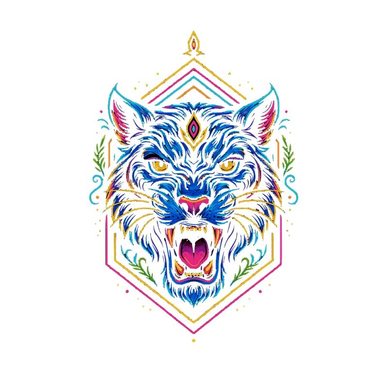 Neon Tiger Geometric Print