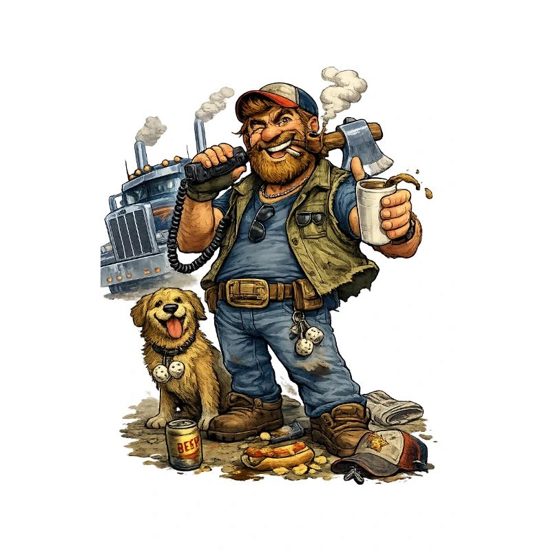 Trucker-Leben Kaffeepause Hund
