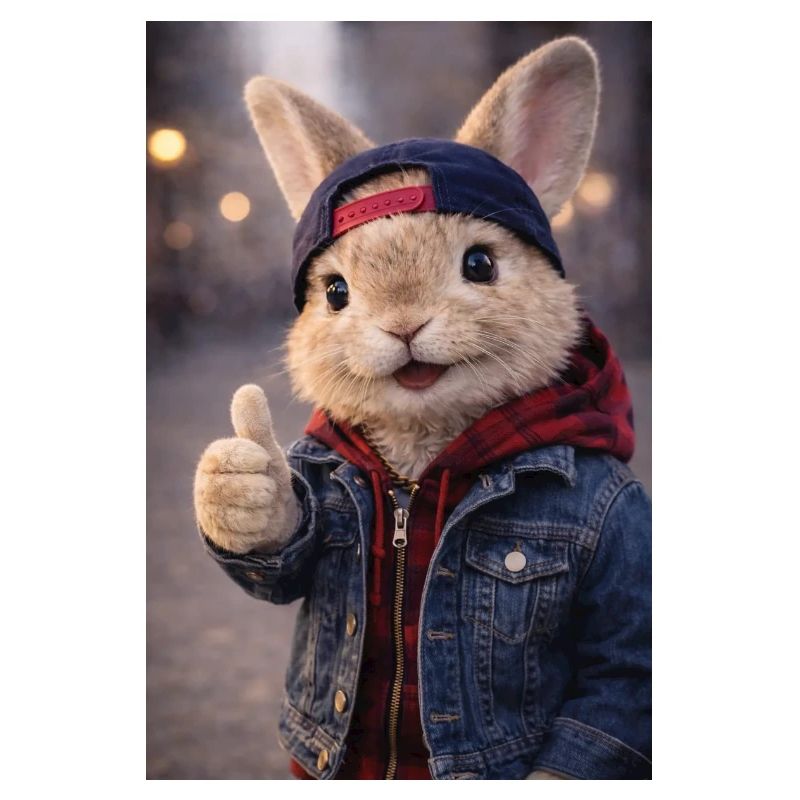 Rabbit in Denim Pullover Hoodie