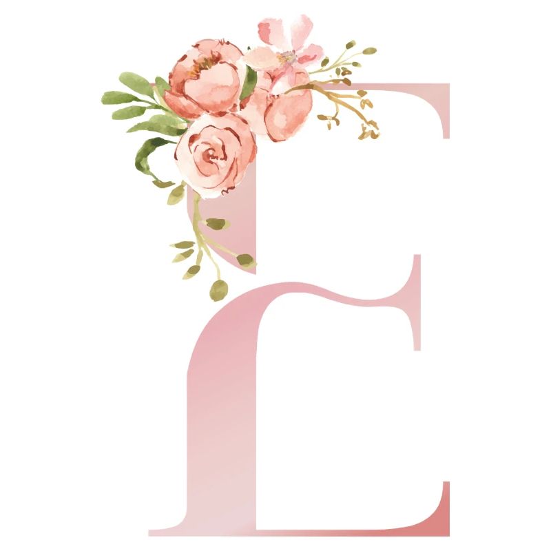 Pastel Floral Monogram E