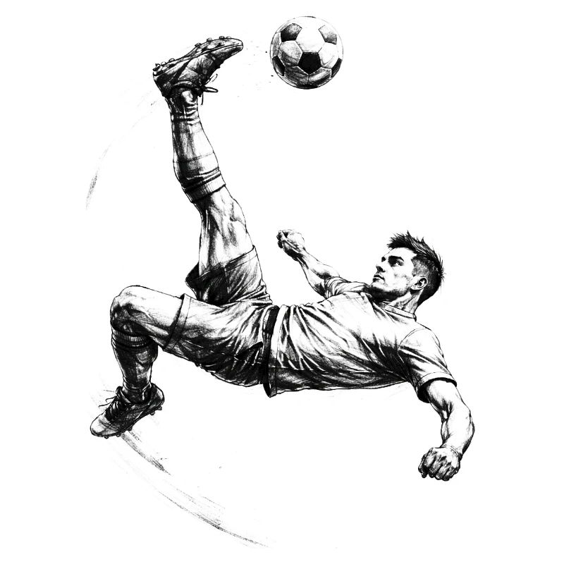 Overhead kick footballer sketch dynamic