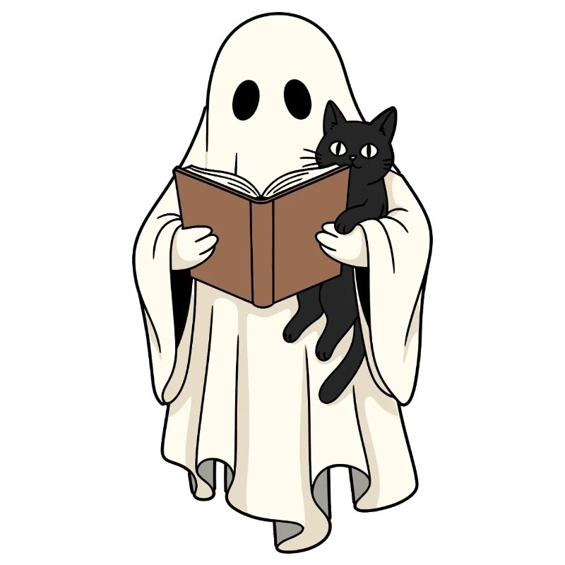 Lesender Geist mit Katze im Buch