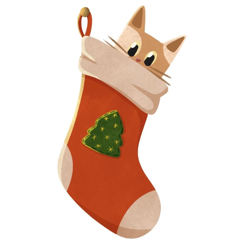 Chat en bas de Noël