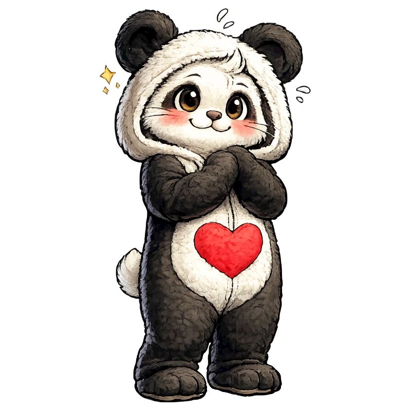 Schüchterner Panda mit rotem Herz
