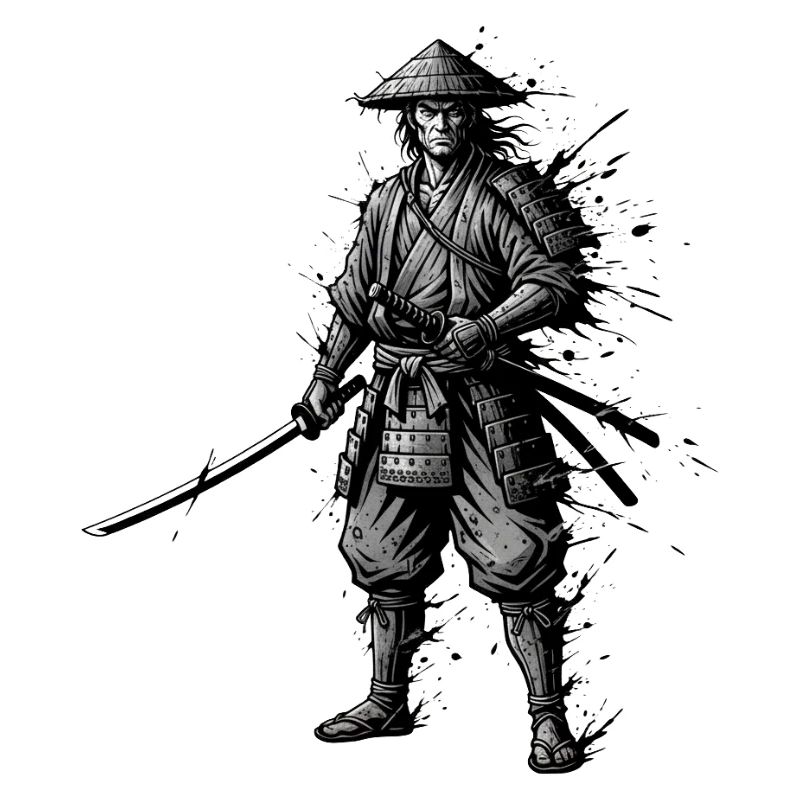 Samurai Krieger mit Katana einsamer-ronin-japan