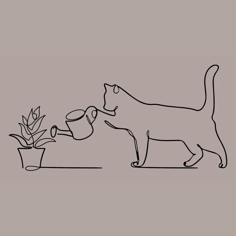 Le chat verse la fleur