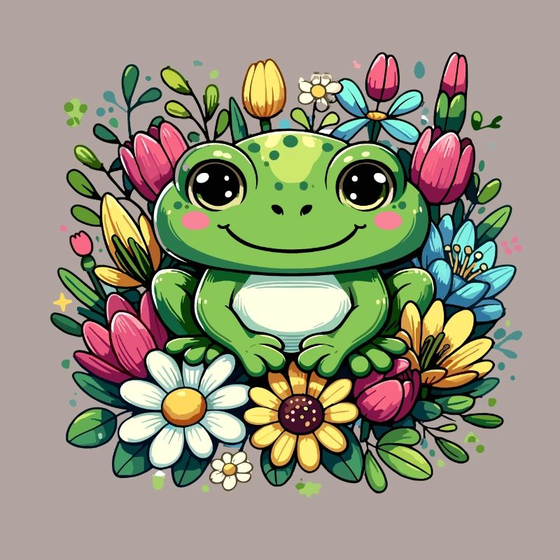 Design unique de grenouille dans la couronne de fleurs !
