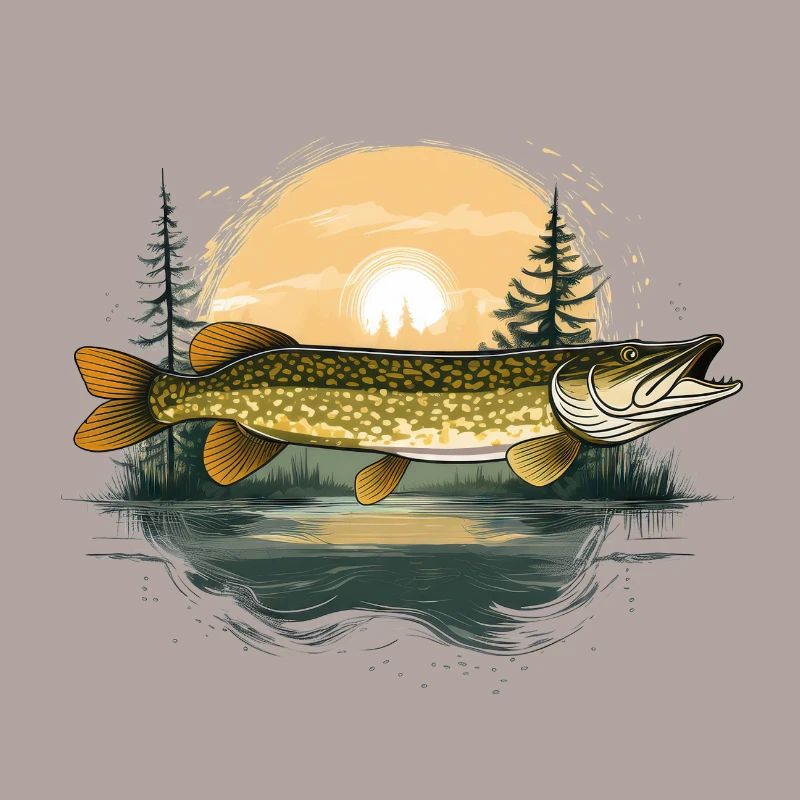 Conception du pêcheur de brochet