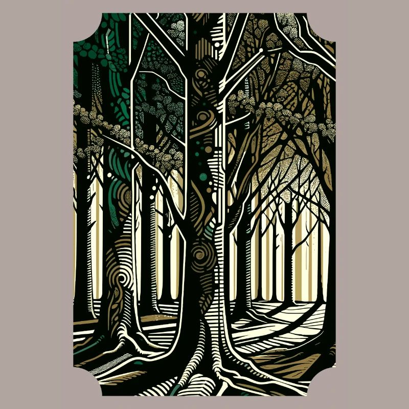 Enchanted Forest Pathway: Abstract Tree Art