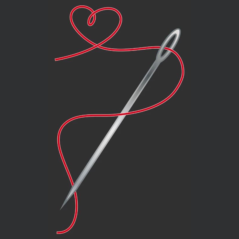 Needle and sewing thread with heart